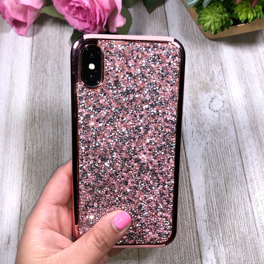 iPhone X/Xs/Xr Crystals Glitter Rose Gold Case